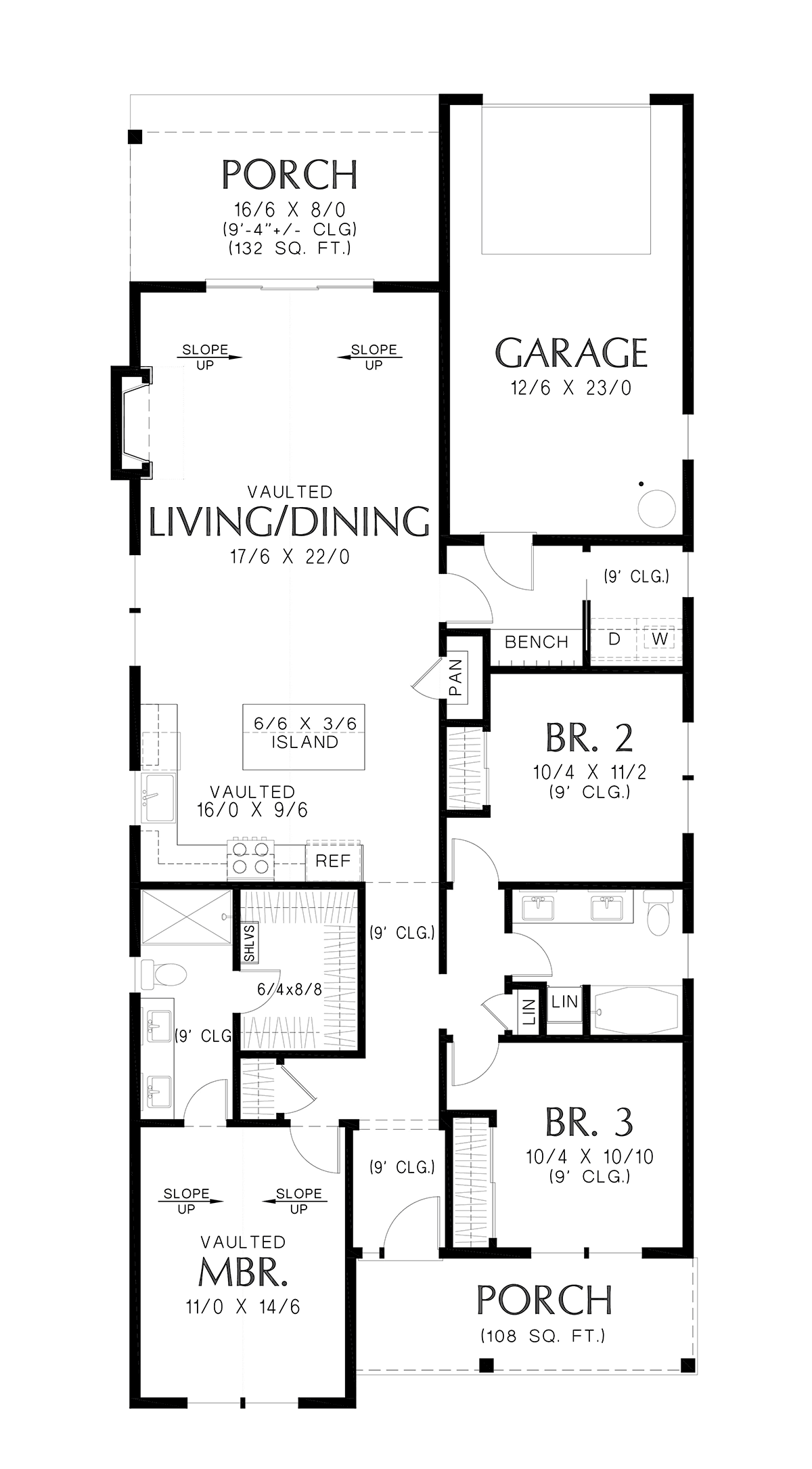 Cottage Farmhouse Ranch Level One of Plan 81394