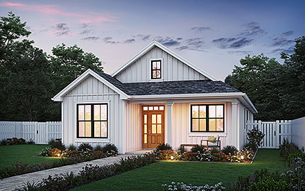 Cottage Farmhouse Ranch Elevation of Plan 81394