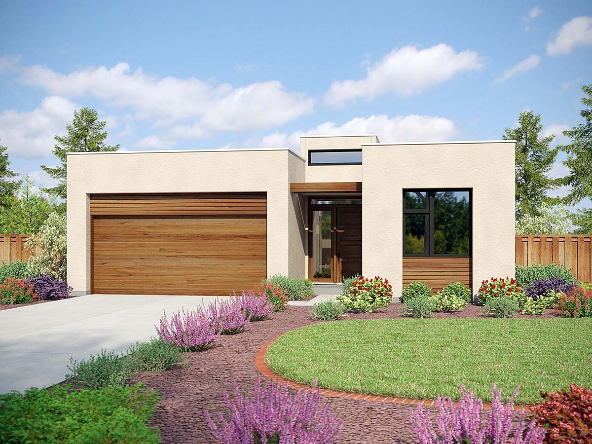 Contemporary, Modern Plan with 1743 Sq. Ft., 3 Bedrooms, 2 Bathrooms, 2 Car Garage Elevation