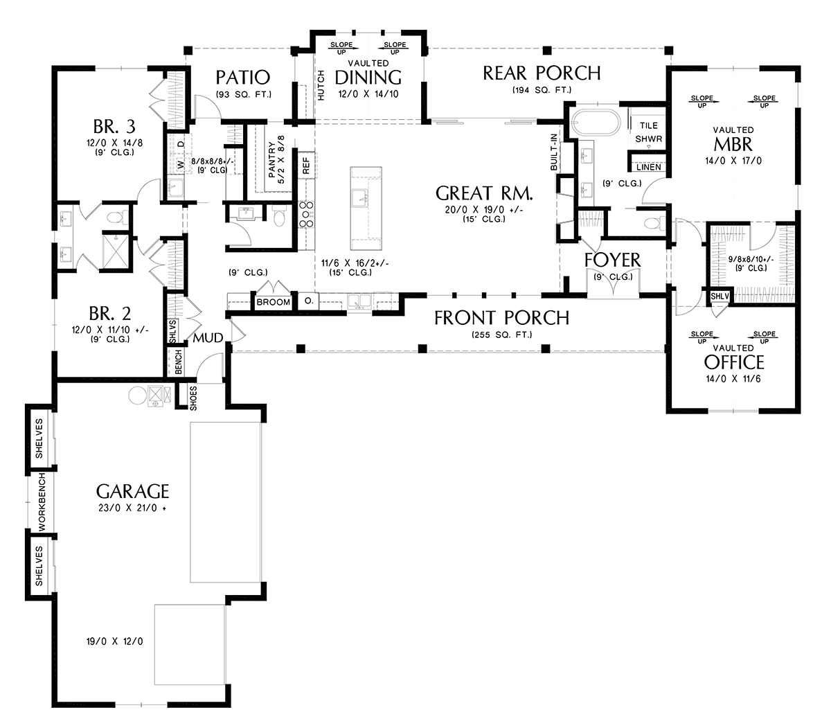 Country Farmhouse New American Style Ranch Level One of Plan 81397