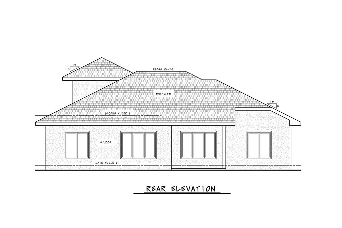 Modern Rear Elevation of Plan 81400