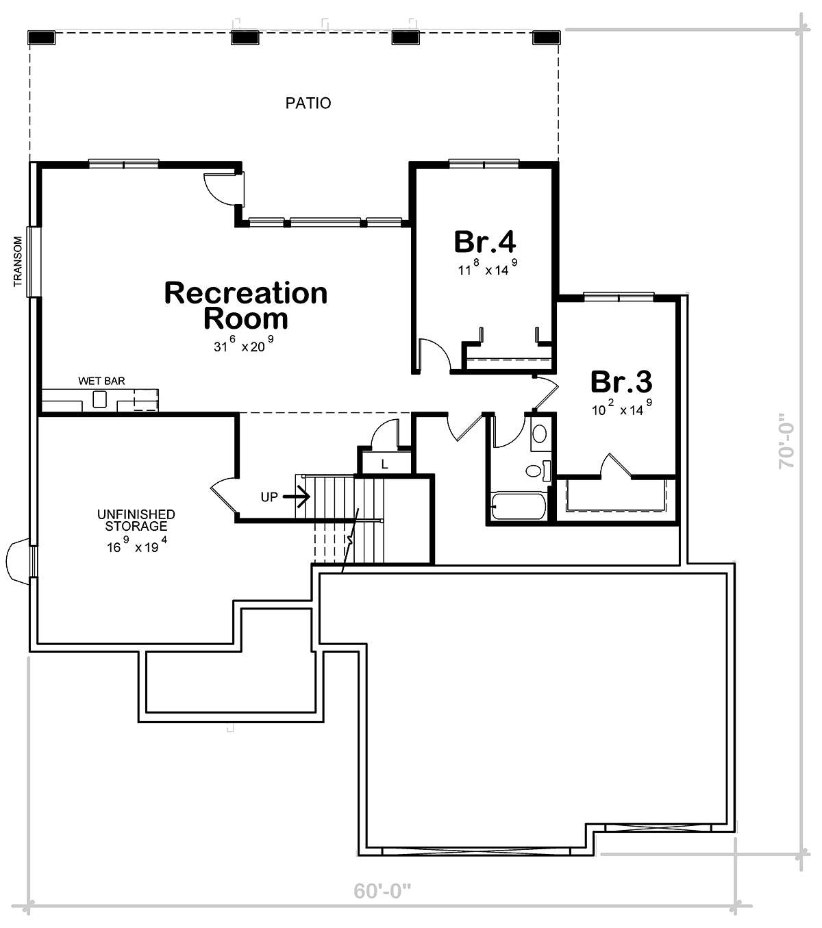 Craftsman Traditional Lower Level of Plan 81402