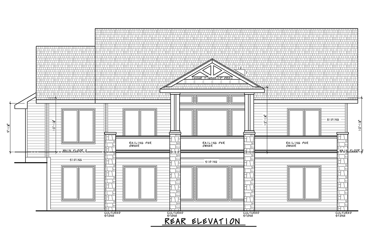 Craftsman Traditional Rear Elevation of Plan 81402