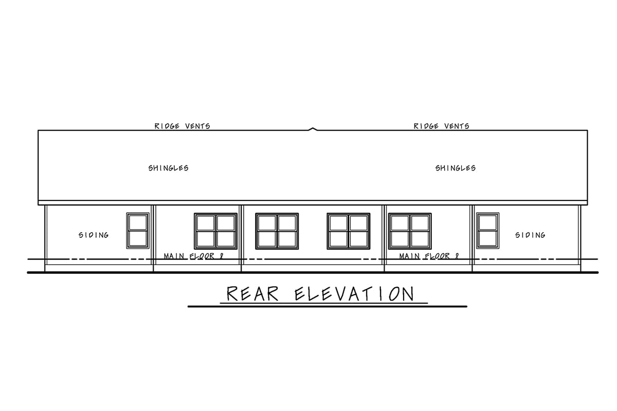 Traditional Rear Elevation of Plan 81403