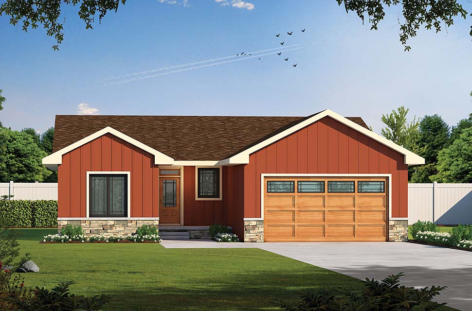 Farmhouse Plan with 1872 Sq. Ft., 3 Bedrooms, 3 Bathrooms, 2 Car Garage Picture 4