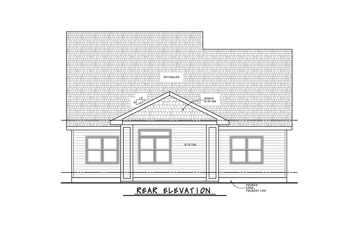 Craftsman Rear Elevation of Plan 81408