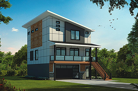 Contemporary Elevation of Plan 81411