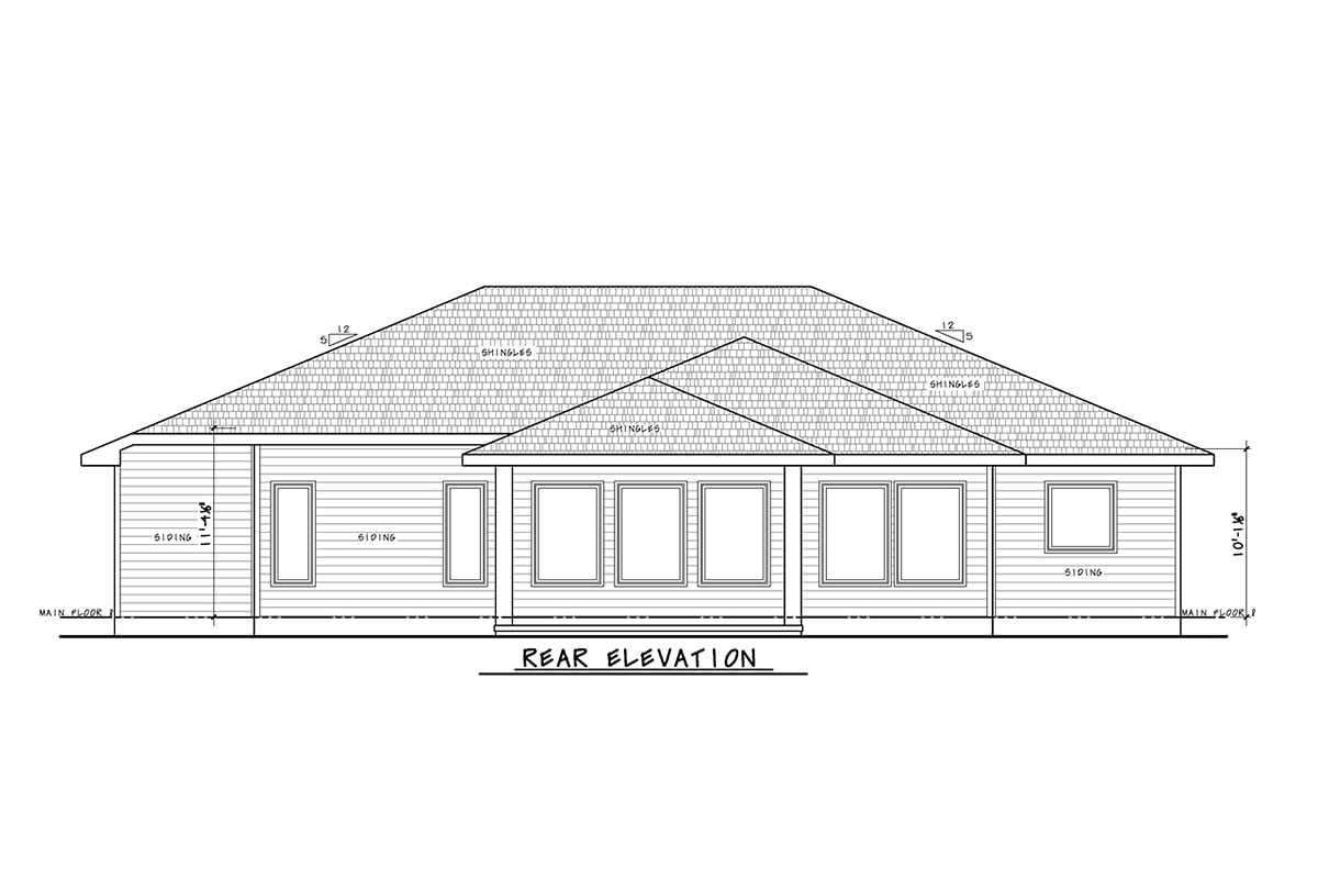 Contemporary Modern Rear Elevation of Plan 81416