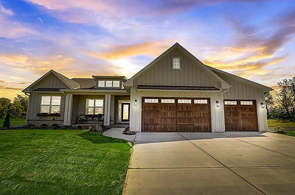 Farmhouse House Plan 81417 with 3 Beds, 2 Baths, 3 Car Garage