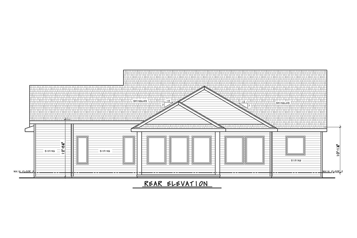 Farmhouse Rear Elevation of Plan 81417