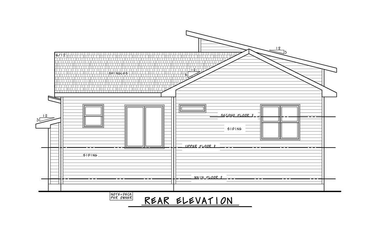 Contemporary Rear Elevation of Plan 81431