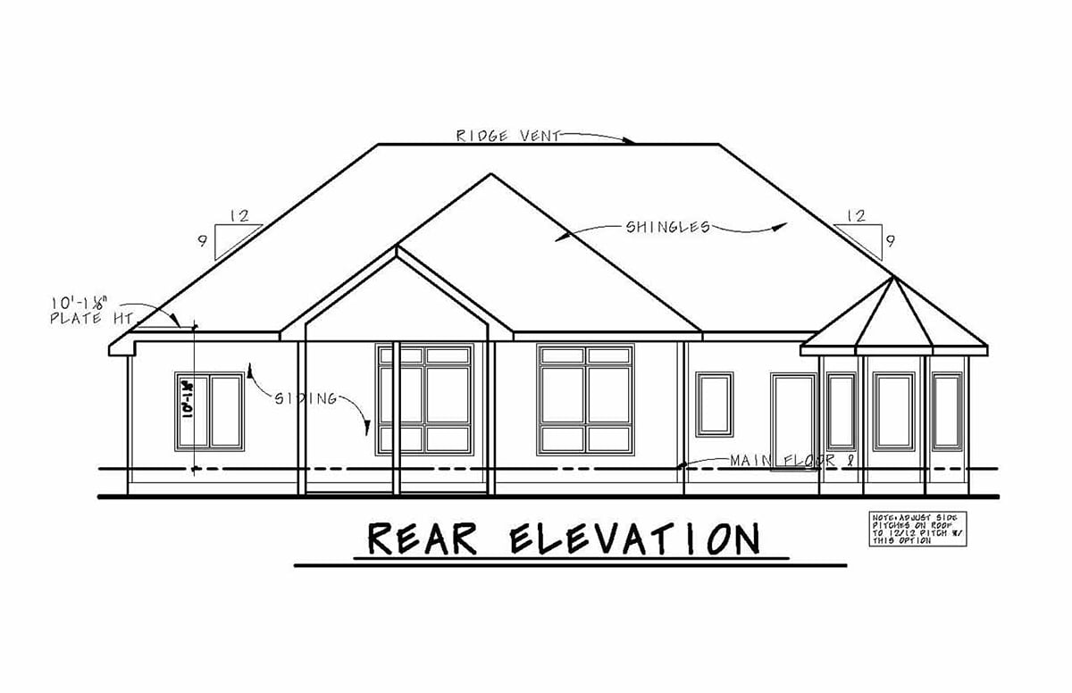 Traditional Rear Elevation of Plan 81435