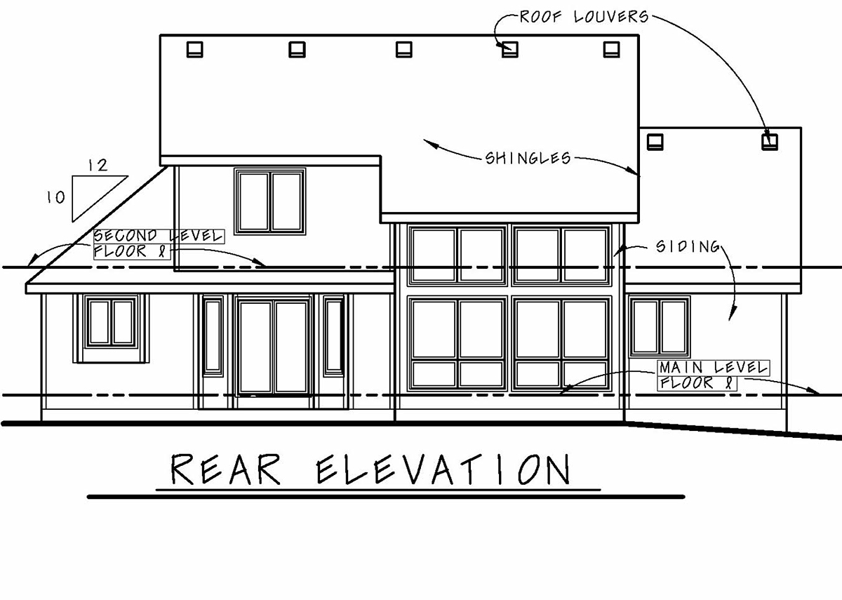 Traditional Rear Elevation of Plan 81439