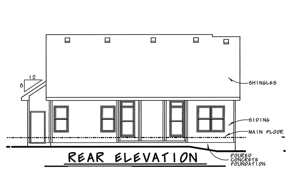 Traditional Rear Elevation of Plan 81441