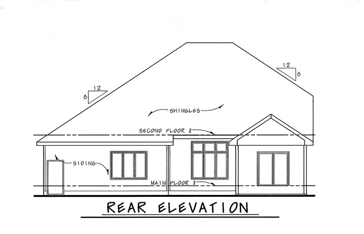 Traditional Rear Elevation of Plan 81442