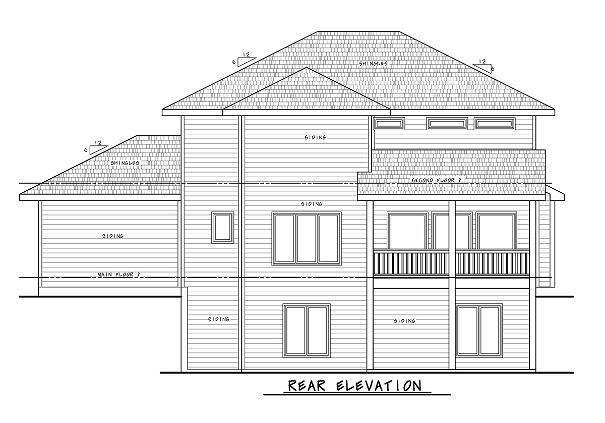 Traditional Rear Elevation of Plan 81444