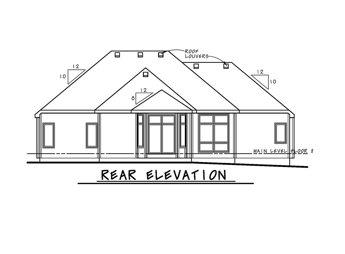 Traditional Rear Elevation of Plan 81448