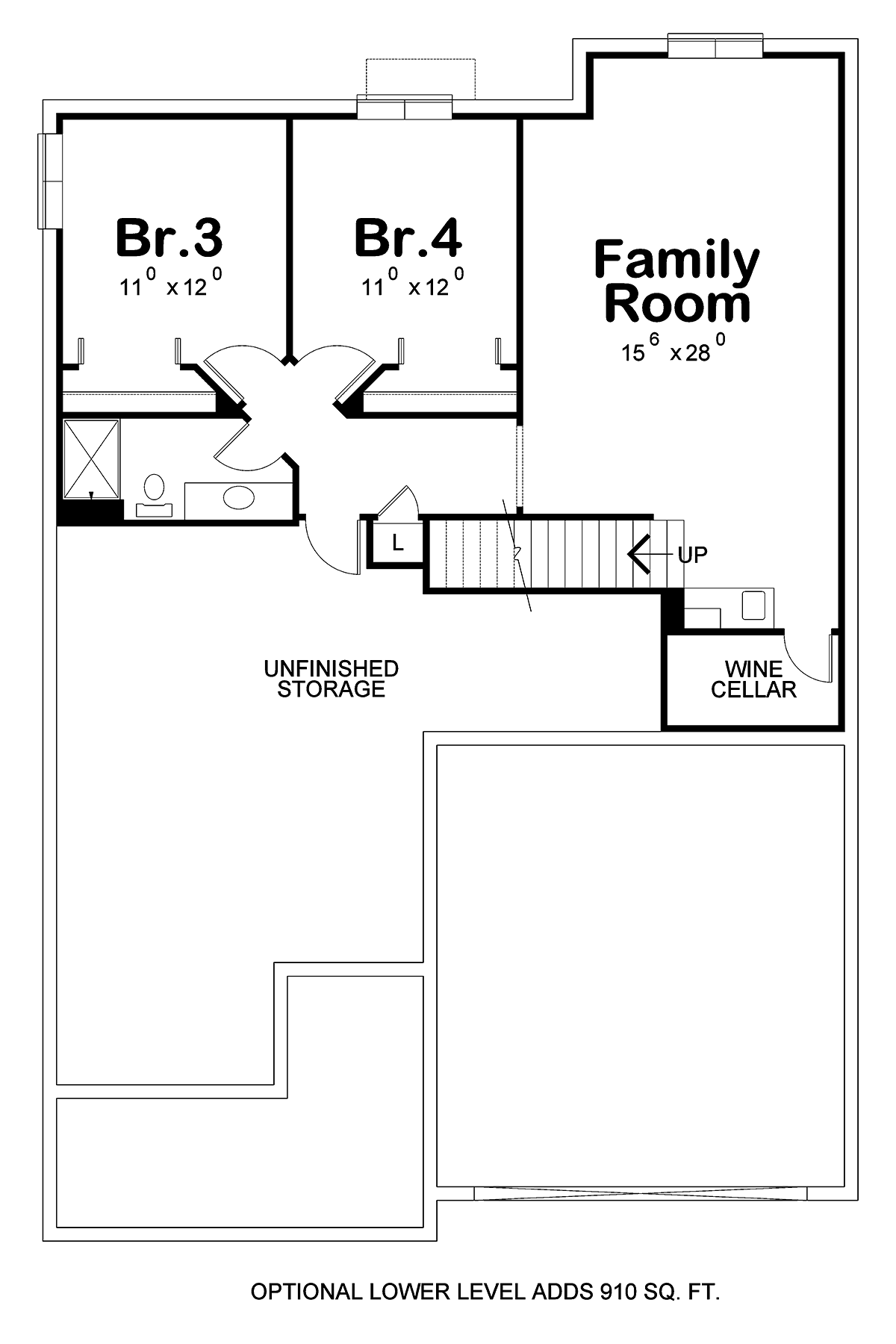 Cottage Lower Level of Plan 81451