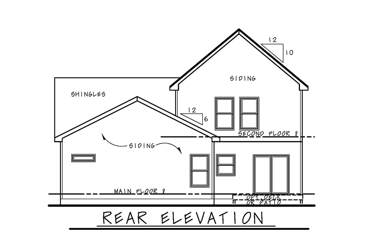 Traditional Rear Elevation of Plan 81452