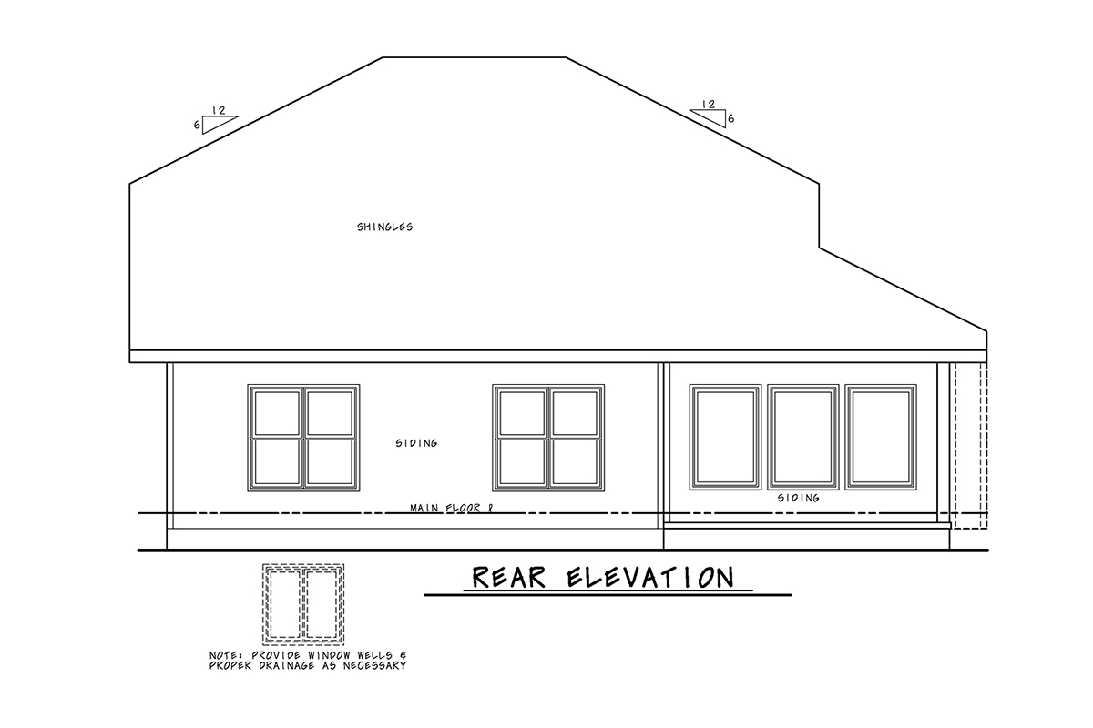 Traditional Rear Elevation of Plan 81453