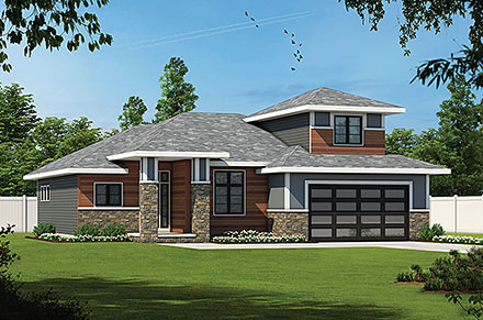 Contemporary Elevation of Plan 81454