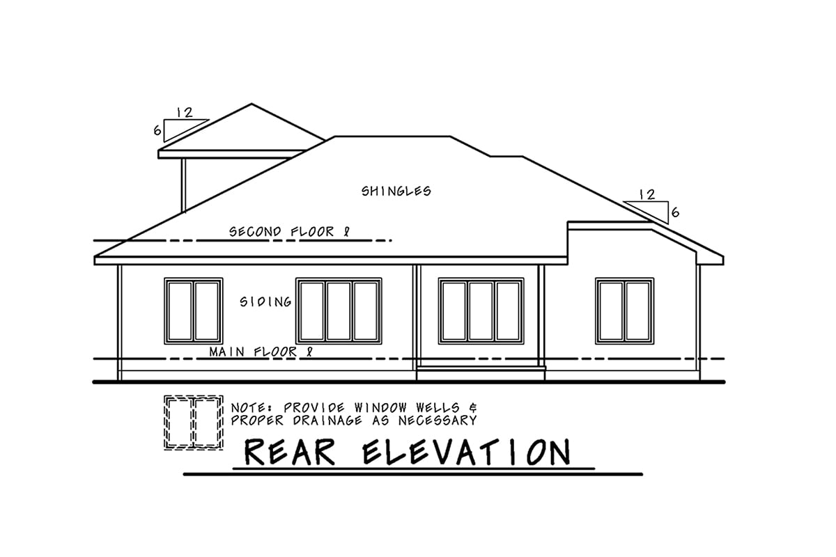 Contemporary Rear Elevation of Plan 81454