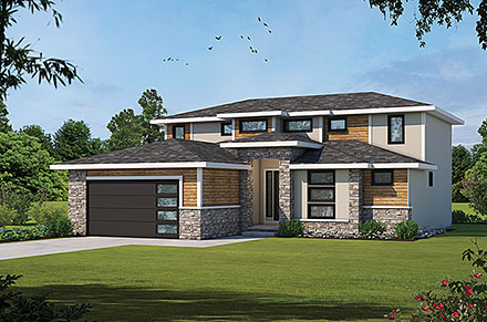 Contemporary Elevation of Plan 81455