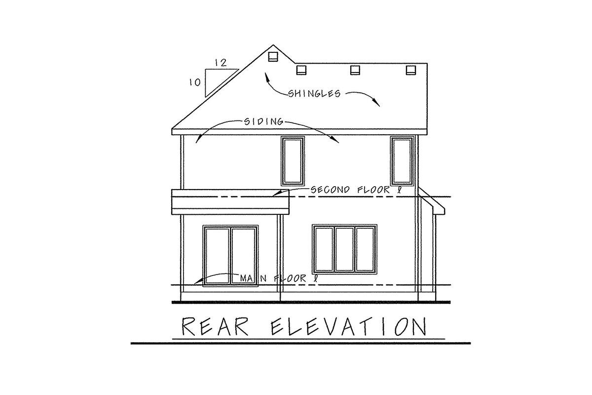 Traditional Rear Elevation of Plan 81456