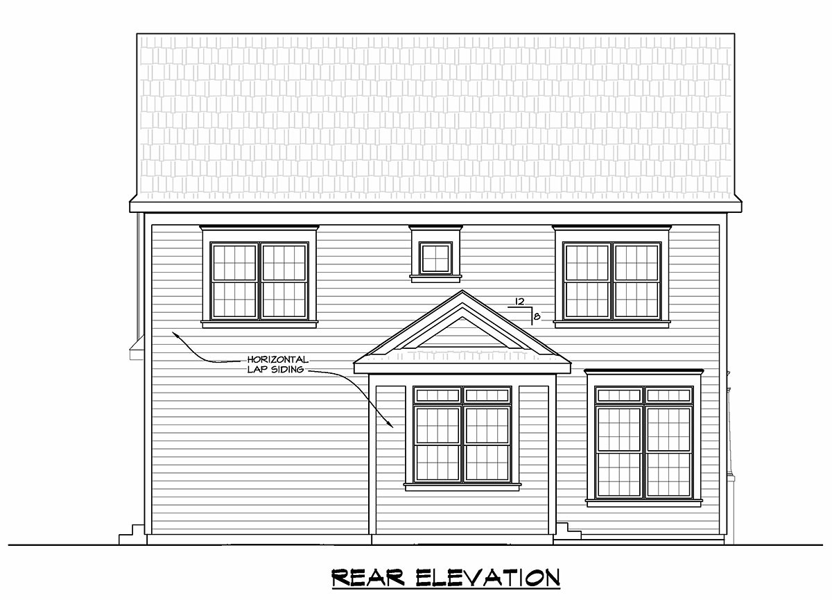 Traditional Rear Elevation of Plan 81458