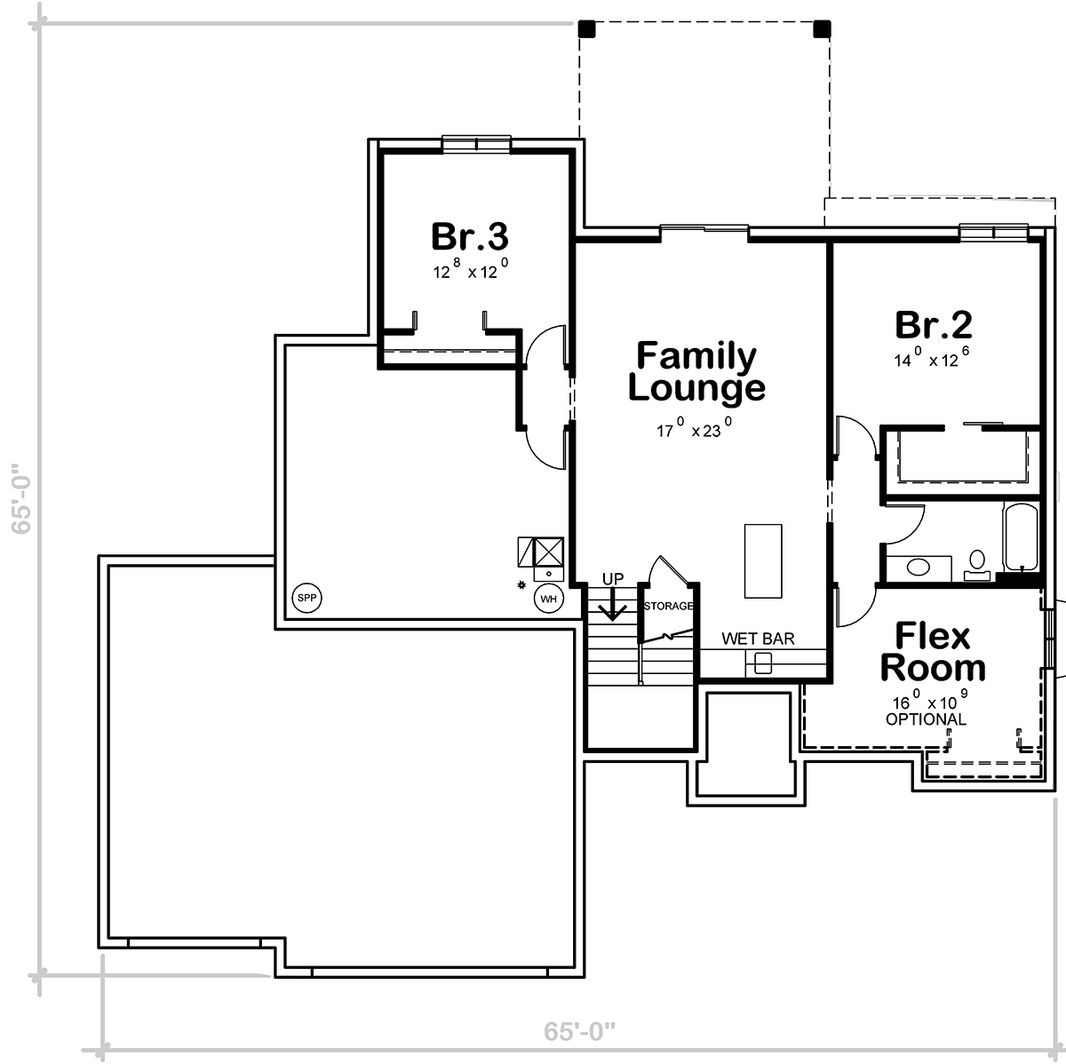 Contemporary Lower Level of Plan 81460