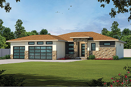 Contemporary Elevation of Plan 81460