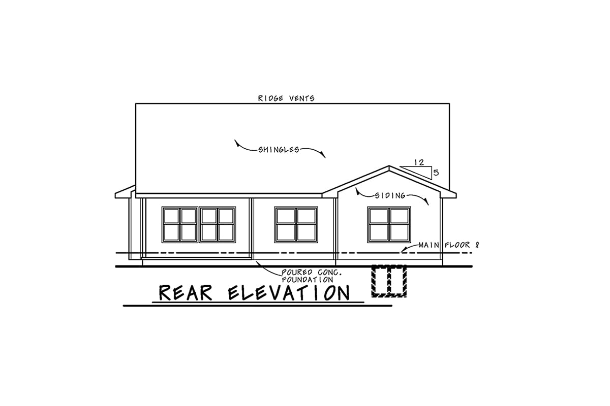 Country Rear Elevation of Plan 81465