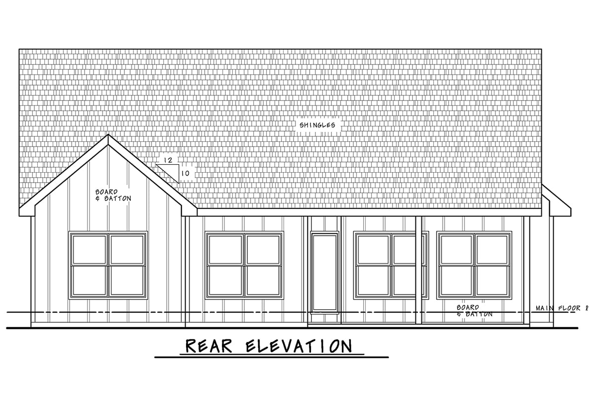 Farmhouse Rear Elevation of Plan 81467