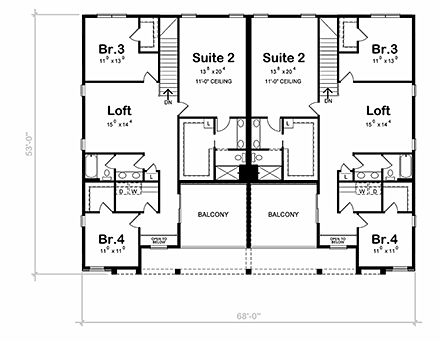 Multi-Family Plan 81469 Second Level Plan