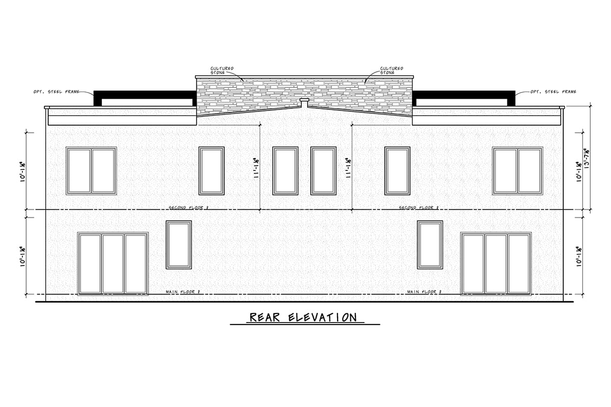 Modern Rear Elevation of Plan 81469