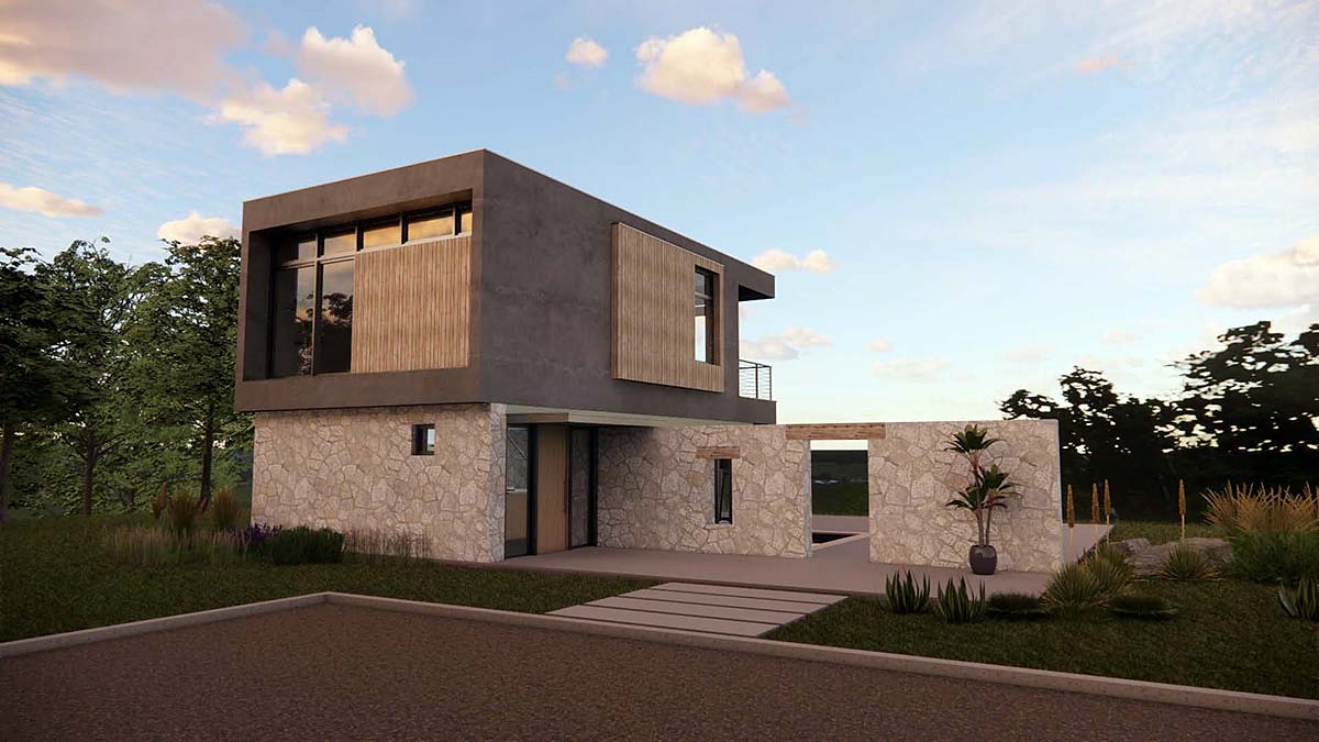 Modern Plan with 1072 Sq. Ft., 1 Bedrooms, 2 Bathrooms Elevation