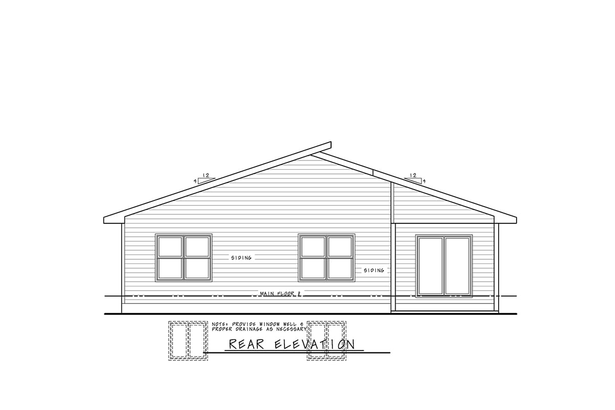 Modern Rear Elevation of Plan 81471