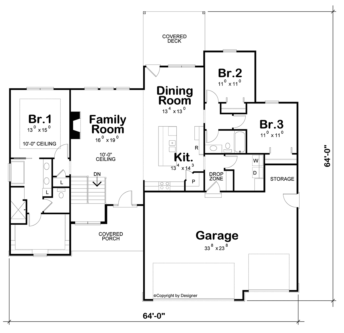 Farmhouse Traditional Level One of Plan 81475