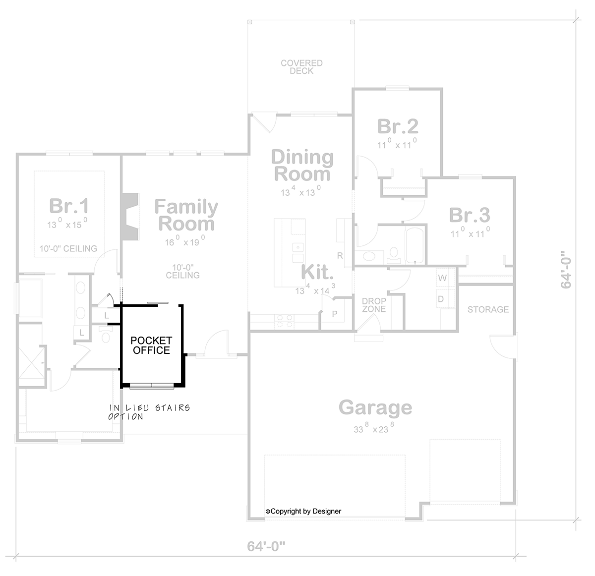 Farmhouse Traditional Alternate Level One of Plan 81475