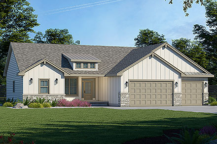 Farmhouse Traditional Elevation of Plan 81475