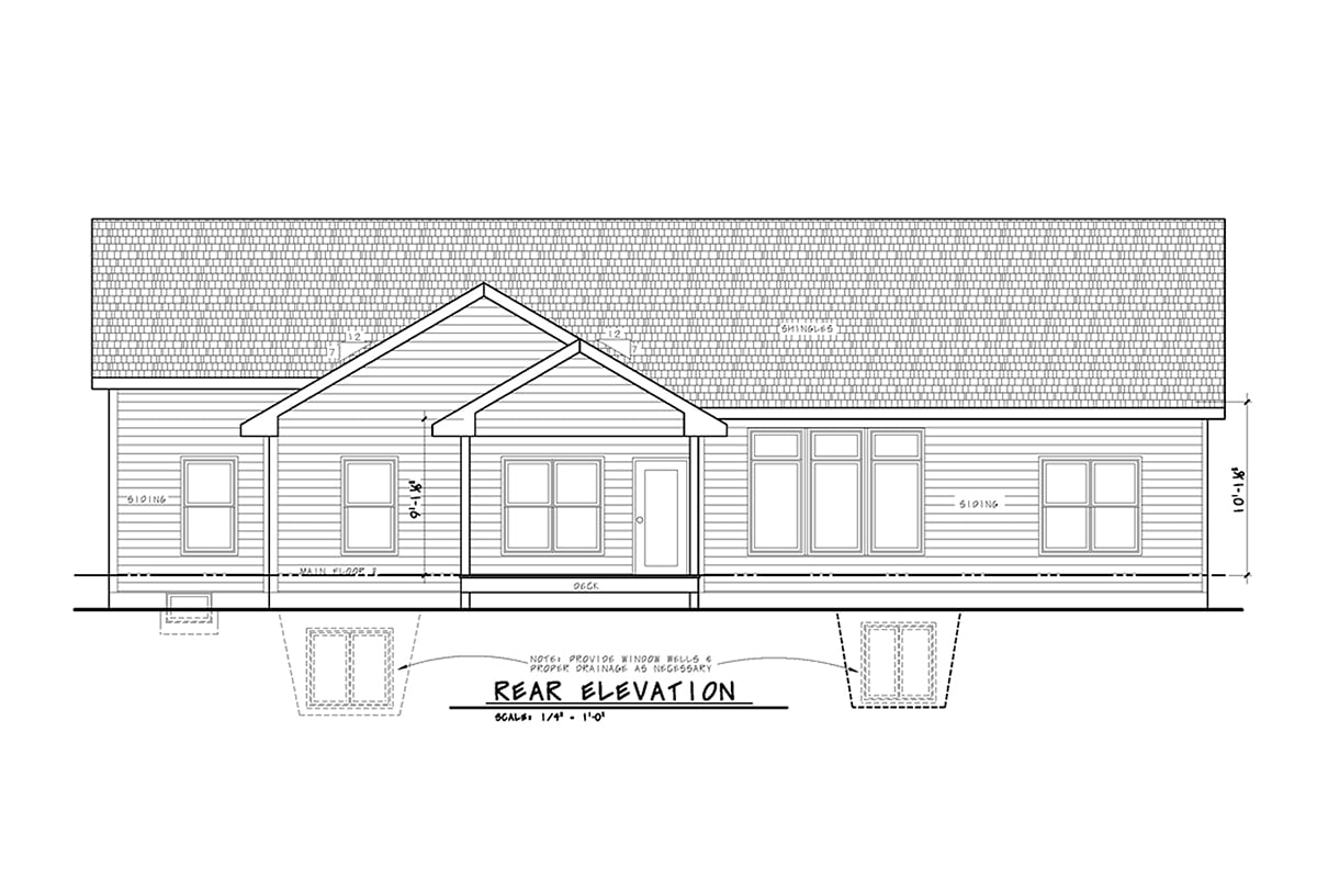 Farmhouse Traditional Rear Elevation of Plan 81475