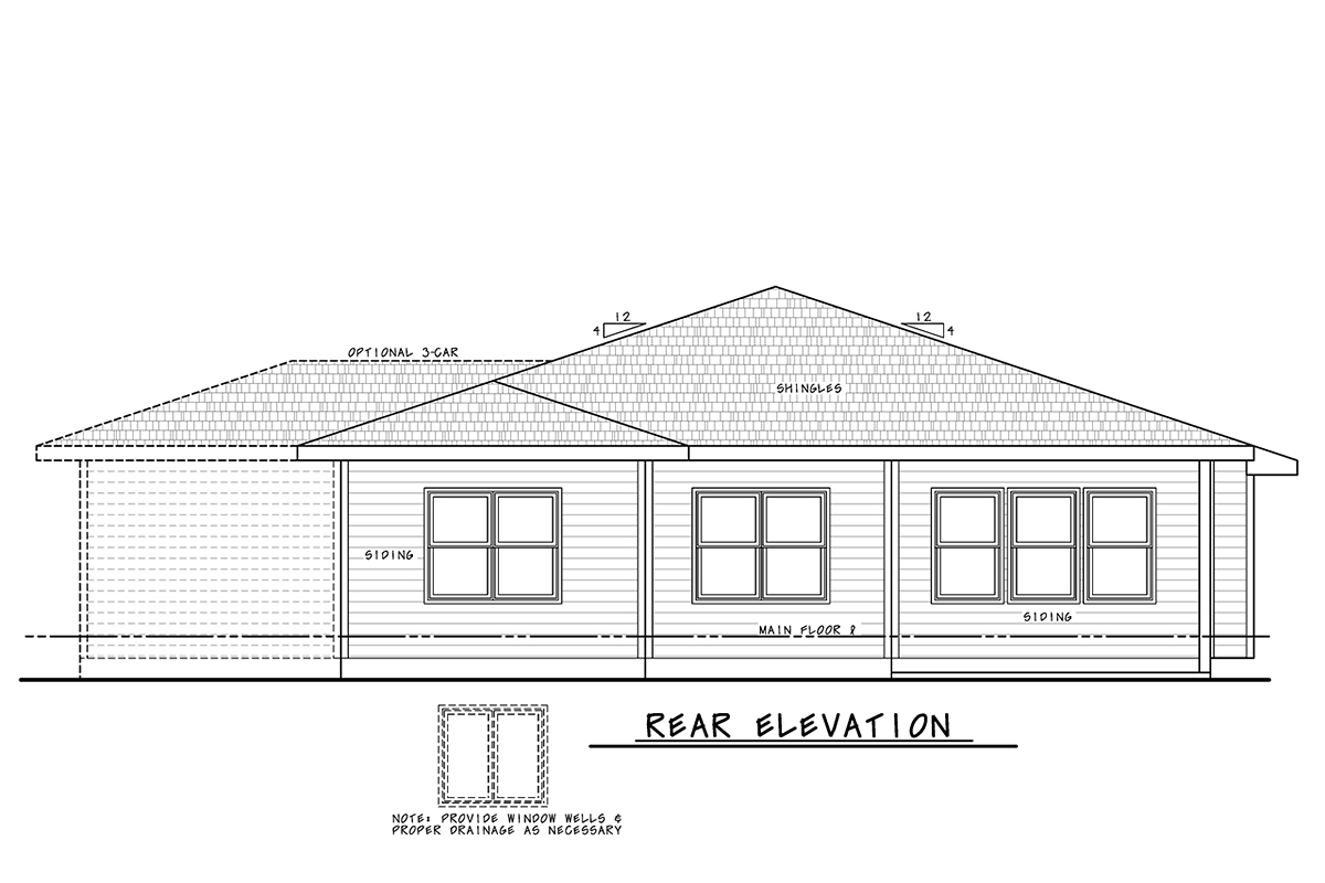 Contemporary Rear Elevation of Plan 81476