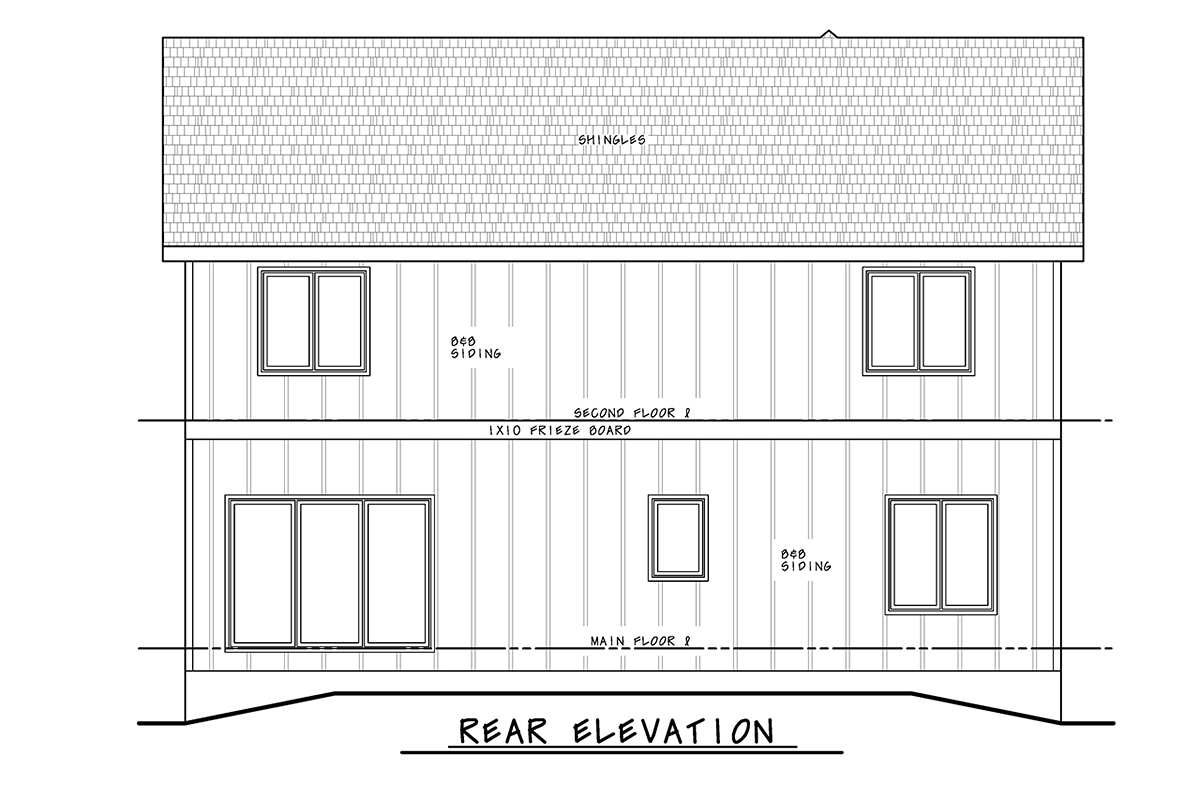Country Farmhouse Traditional Rear Elevation of Plan 81479