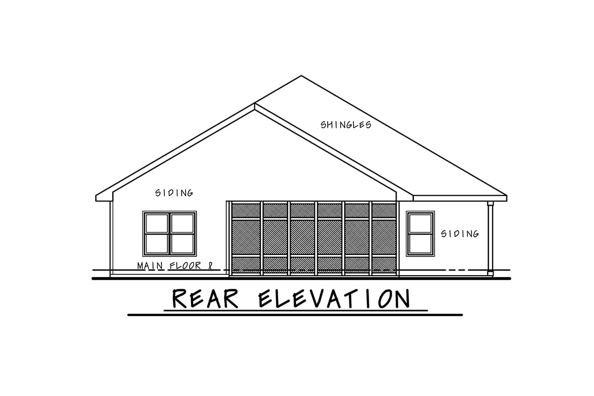 Country Farmhouse New American Style Ranch Rear Elevation of Plan 81480