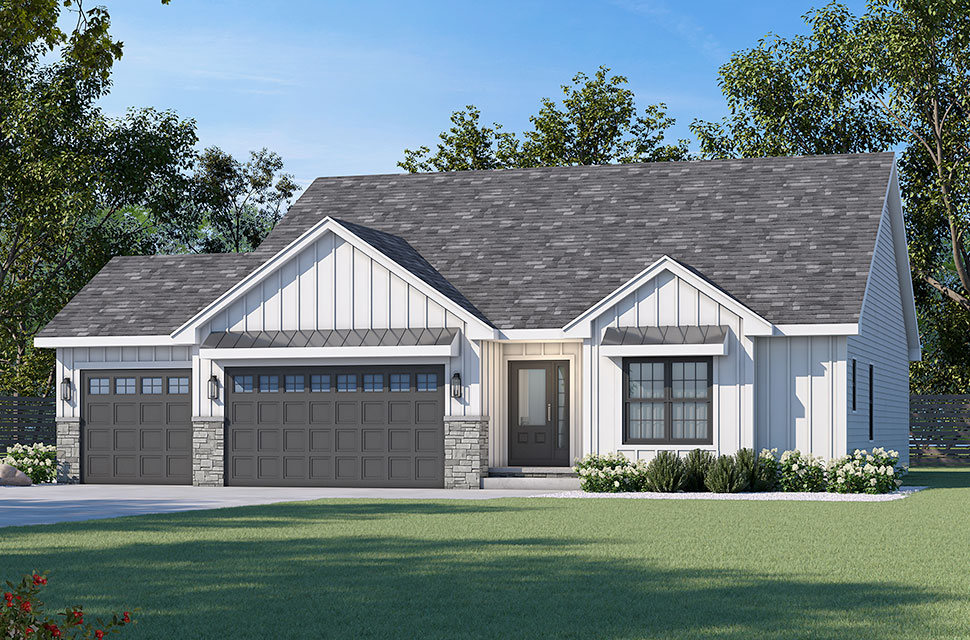 Country, Farmhouse, New American Style Plan with 1642 Sq. Ft., 3 Bedrooms, 3 Bathrooms, 3 Car Garage Picture 31