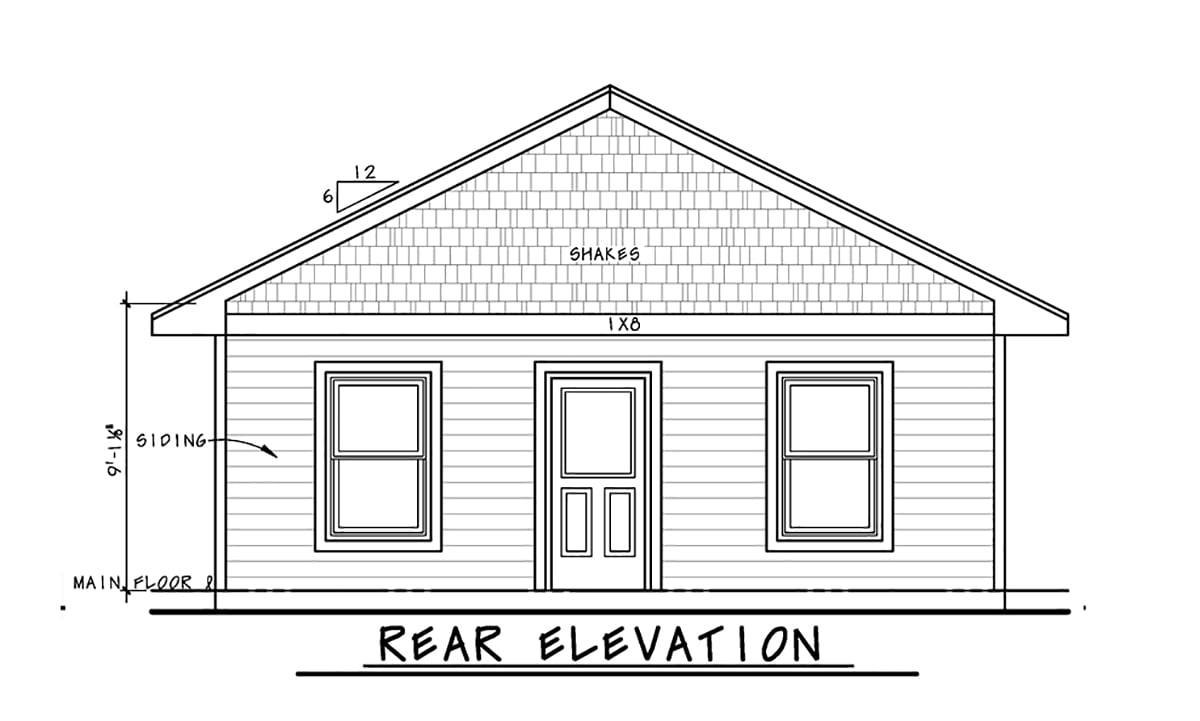 Cottage Traditional Rear Elevation of Plan 81486