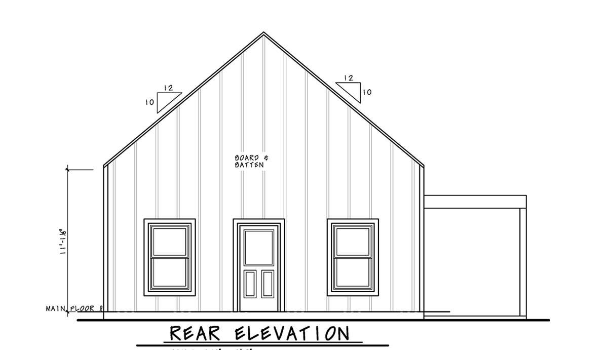 Cabin Contemporary Cottage Rear Elevation of Plan 81487