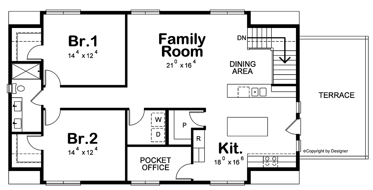 Garage-Living Plan 81488 Level Two