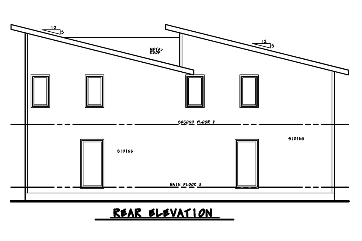 Contemporary Modern Rear Elevation of Plan 81490