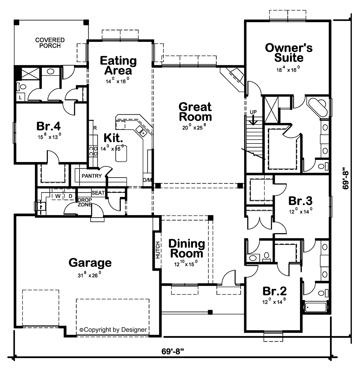 Craftsman Traditional Level One of Plan 81493